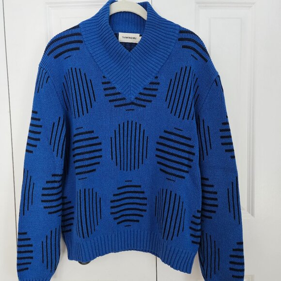 Thinking Mu Miranda Japan Merino Wool Blue Sweater Size Medium - Picture 2 of 7
